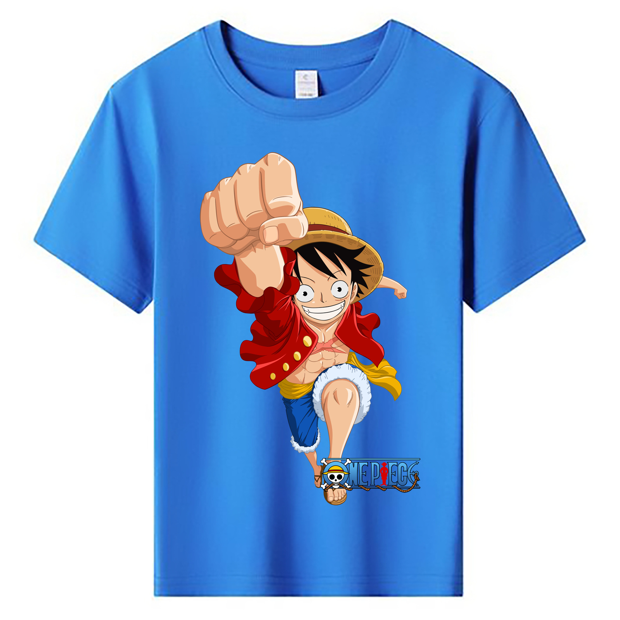 ワンピース モンキー・D・ルフィ ONE PIECE Monkey D. Luffy 綿100％キッズTシャツ（フロントプリント）